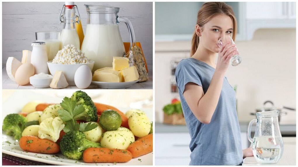 דיאטה להחמרת גאוט - מים, מוצרי חלב, ירקות מבושלים